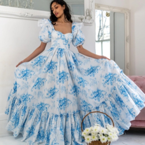 Fanciful Doll Floral Blue Maxi Dress - Picture 13 of 13
